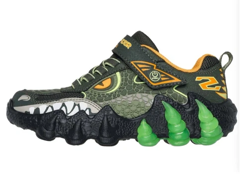 Skechers sneaker sort/grøn dinosaurus med blinklys